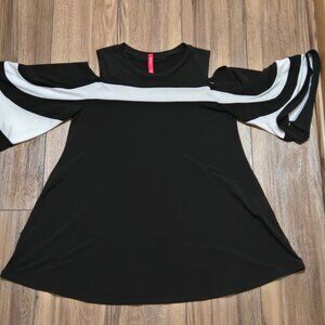 Black and White Cold Shoulder Blouse